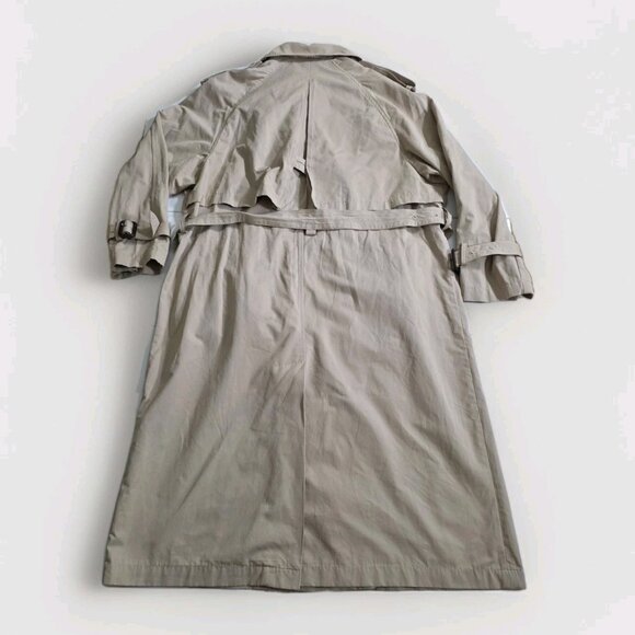 Zara Trench Coat Womens M Beige Belted Long Pockets Buttons Lightweight Preppy - Picture 16 of 16